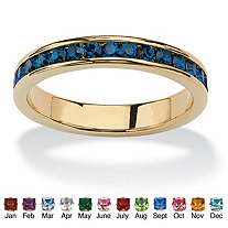 Simulated Birthstone Stackable Eternity Band in Gold-Plated