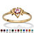Oval-Cut Simulated Birthstone Heart-Shaped Ring in Gold-Plated-106 at PalmBeach Jewelry