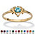 Oval-Cut Simulated Birthstone Heart-Shaped Ring in Gold-Plated-112 at PalmBeach Jewelry
