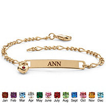 Simulated Birthstone Personalized I.D. Bracelet With Heart Charm in Yellow Gold Tone 7.25"