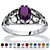SETA JEWELRY Oval-Cut Simulated Birthstone Scroll Ring in Sterling Silver-102 at Seta Jewelry