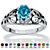 Oval-Cut Simulated Birthstone Scroll Ring in Sterling Silver-103 at PalmBeach Jewelry