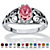 SETA JEWELRY Oval-Cut Simulated Birthstone Scroll Ring in Sterling Silver-110 at Seta Jewelry