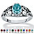SETA JEWELRY Oval-Cut Simulated Birthstone Scroll Ring in Sterling Silver-112 at Seta Jewelry