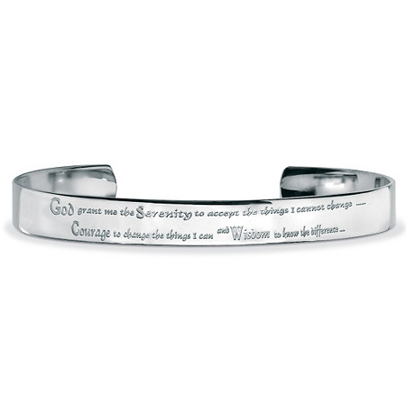 Stainless Steel Inspirational "Serenity Prayer" Cuff Bracelet 8 1/2" at PalmBeach Jewelry