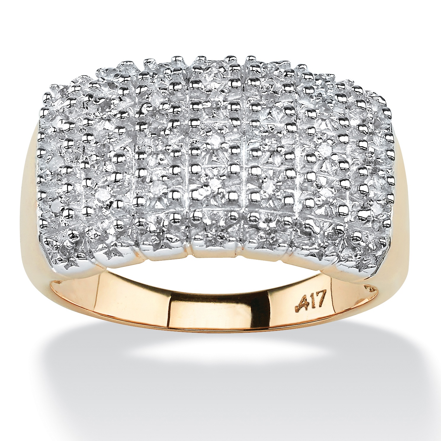 1/5 TCW Pave Diamond Cluster Ring in Solid 10k Yellow Gold at PalmBeach ...