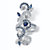 Simulated Blue Sapphire and Cubic Zirconia Elongated Vine Ring 3.81 TCW in Sterling Silver-11 at PalmBeach Jewelry