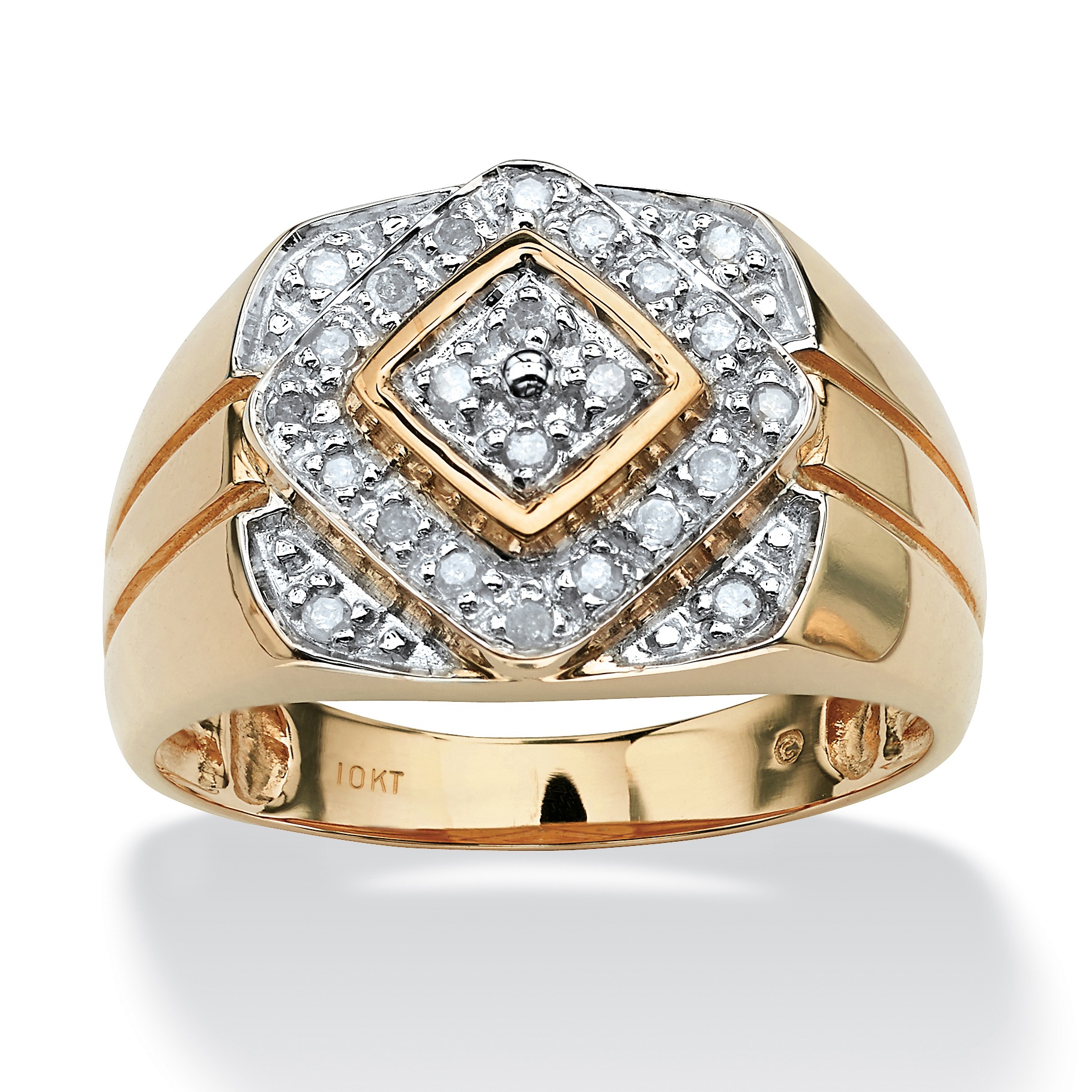 Men's 1/4 TCW Round Diamond Geometric Ring in 10k Gold at PalmBeach Jewelry