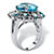 8.60 TCW Oval-Cut Genuine Blue and White Topaz Ring in .925 Sterling Silver-12 at PalmBeach Jewelry