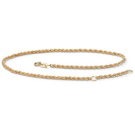 10k Yellow Gold Tailored Rope Ankle Bracelet Adjustable 9" to 10" at PalmBeach Jewelry