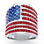 Round Simulated Red Ruby Patriotic American Flag Wide Band Ring 2.08 TCW in Silvertone-11 at PalmBeach Jewelry