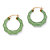 Genuine Green Jade 14k Yellow Gold Bamboo-Style Hoop Earrings (1 1/8")-11 at PalmBeach Jewelry