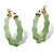 Genuine Green Jade 14k Yellow Gold Bamboo-Style Hoop Earrings (1 1/8")-12 at PalmBeach Jewelry