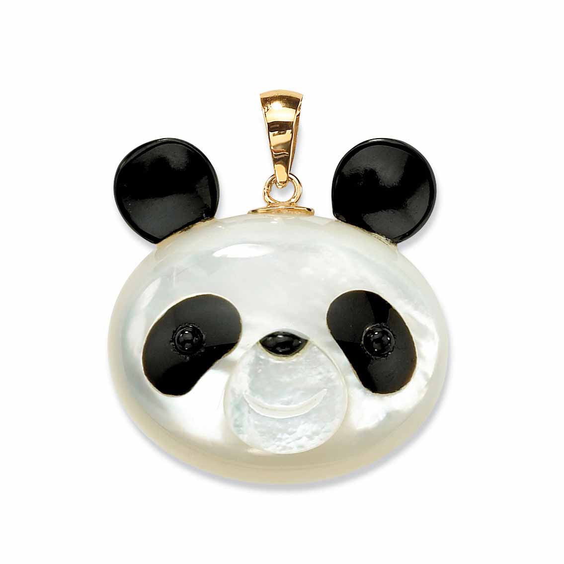 Genuine Mother-Of-Pearl and Reconstituted Onyx 14k Yellow Gold Panda ...