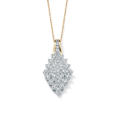 1/10 TCW Round Diamond Cluster Marquise-Shaped Pendant Necklace in Solid 10k Gold 18" at Direct Charge presents PalmBeach
