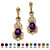 Oval-Cut Simulated Birthstone Vintage Style Drop Earrings in Antiqued Yellow Gold Tone-102 at PalmBeach Jewelry
