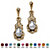 Oval-Cut Simulated Birthstone Vintage Style Drop Earrings in Antiqued Yellow Gold Tone-104 at PalmBeach Jewelry