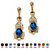 Oval-Cut Simulated Birthstone Vintage Style Drop Earrings in Antiqued Yellow Gold Tone-109 at PalmBeach Jewelry