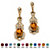 Oval-Cut Simulated Birthstone Vintage Style Drop Earrings in Antiqued Yellow Gold Tone-111 at PalmBeach Jewelry