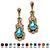 Oval-Cut Simulated Birthstone Vintage Style Drop Earrings in Antiqued Yellow Gold Tone-112 at PalmBeach Jewelry