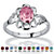 SETA JEWELRY Oval-Cut Open Scrollwork Simulated Birthstone Ring in Sterling Silver-106 at Seta Jewelry