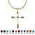 Simulated Birthstone Cross Pendant (24mm) Necklace in Yellow Gold Tone-103 at PalmBeach Jewelry