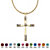 Simulated Birthstone Cross Pendant Necklace in Yellow Gold Tone-104 at PalmBeach Jewelry