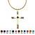 Simulated Birthstone Cross Pendant Necklace in Yellow Gold Tone-105 at PalmBeach Jewelry