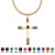 Simulated Birthstone Cross Pendant (24mm) Necklace in Yellow Gold Tone-107 at PalmBeach Jewelry