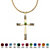 Simulated Birthstone Cross Pendant (24mm) Necklace in Yellow Gold Tone-108 at PalmBeach Jewelry