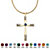 Simulated Birthstone Cross Pendant Necklace in Yellow Gold Tone-109 at PalmBeach Jewelry