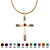 Simulated Birthstone Cross Pendant Necklace in Yellow Gold Tone-110 at PalmBeach Jewelry
