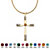 Simulated Birthstone Cross Pendant (24mm) Necklace in Yellow Gold Tone-111 at PalmBeach Jewelry