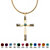 Simulated Birthstone Cross Pendant (24mm) Necklace in Yellow Gold Tone-112 at PalmBeach Jewelry