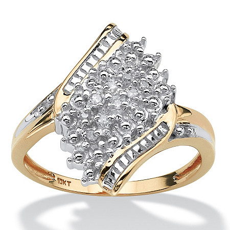 Diamond Accent Cluster Bypass Ring in Solid 10k Gold at Direct Charge presents PalmBeach