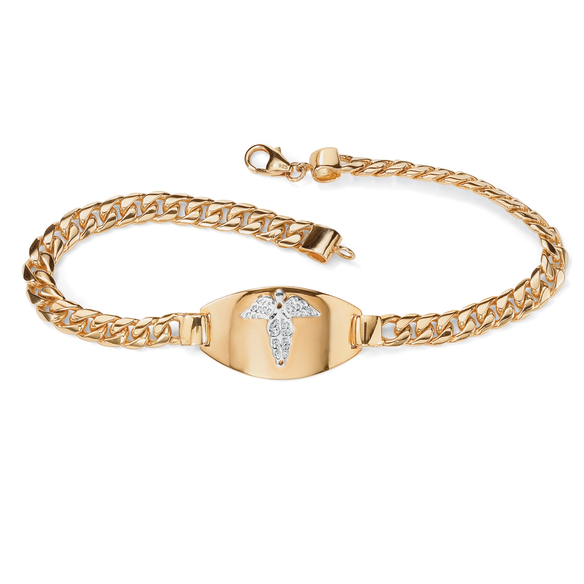 Men's Engraveable Medical Emergency I.D. Bracelet in 18k Gold over