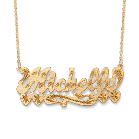 Personalized Multi-Heart Nameplate Necklace 18k Gold over Sterling Silver 18" at PalmBeach Jewelry