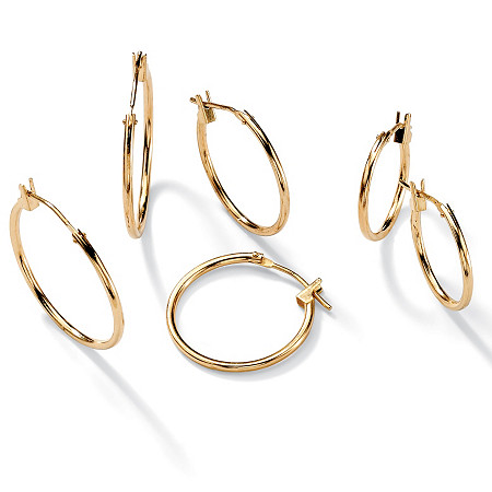 Three-Pair Set of Hoop Earrings in 10k Gold  (5/8", 3/4", 7/8") at PalmBeach Jewelry