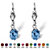 Oval-Cut Simulated Birthstone Silvertone Drop Earrings-103 at PalmBeach Jewelry