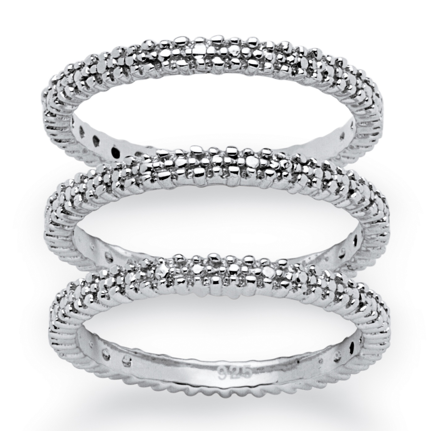 3-Piece Diamond Accented Eternity Stack Ring Set in Platinum over