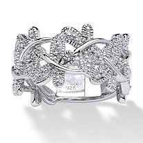 Diamond Accented Butterfly Ring in Platinum over Sterling Silver