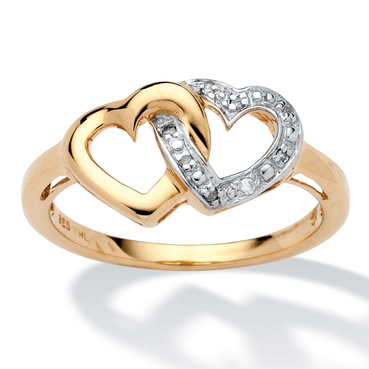 Diamond Accent Interlocking Heart Promise Ring in 18k Gold over ...