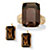 2 Piece 25.25 TCW Emerald-Cut Smoky Quartz Ring and Earrings Set in Gold-Plated-11 at PalmBeach Jewelry