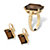 2 Piece 25.25 TCW Emerald-Cut Smoky Quartz Ring and Earrings Set in Gold-Plated-12 at PalmBeach Jewelry