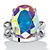 12.86 TCW Oval Cut Cubic Zirconia Silvertone Aurora Borealis Ring-11 at PalmBeach Jewelry