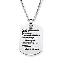 Serenity Prayer Dog Tag Necklace in Stainless Steel 20"