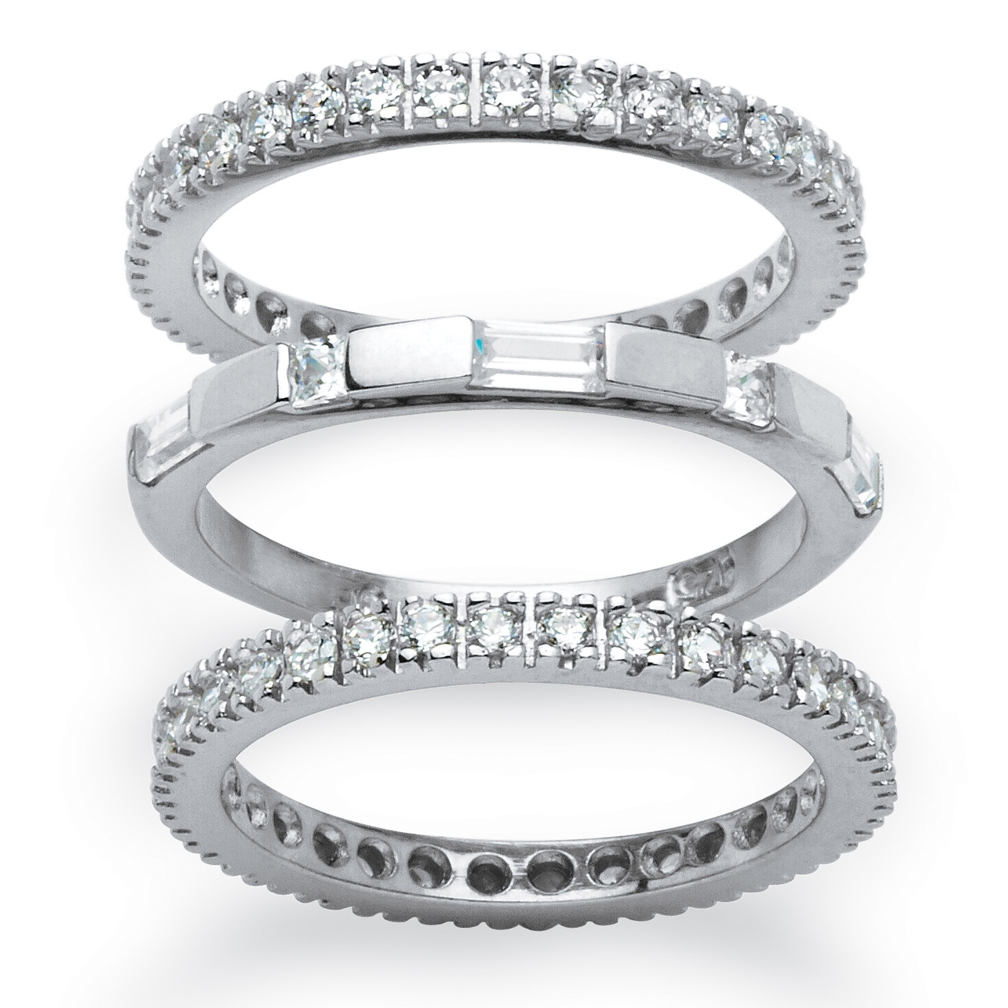 3 Piece 2.02 TCW Cubic Zirconia Eternity Stack Bands Set in Platinum