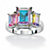 Emerald-Cut Aurora Borealis Cubic Zirconia Cocktail Ring 5.60 TCW in Sterling Silver-11 at PalmBeach Jewelry