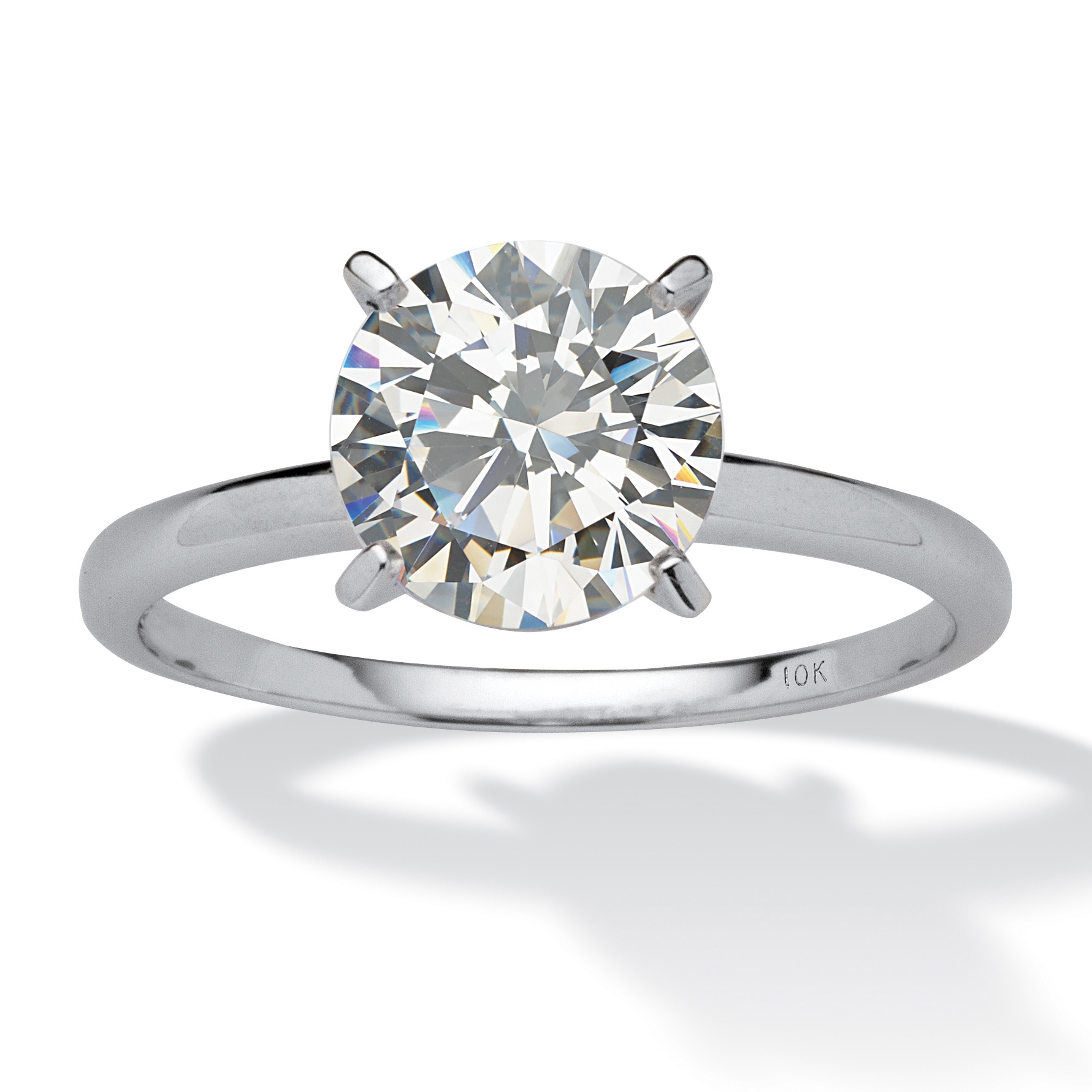 2 TCW Round Cubic Zirconia Solitaire Ring in Solid 10k White Gold at ...