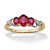 1 TCW Oval-Cut Ruby and Diamond Accent Three Stone Ring in 10k Gold-11 at Direct Charge presents PalmBeach